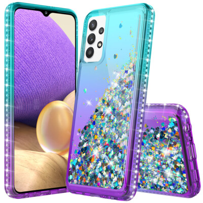 For Samsung Galaxy A21 Bling Rubber Phone Case Cover Glitter