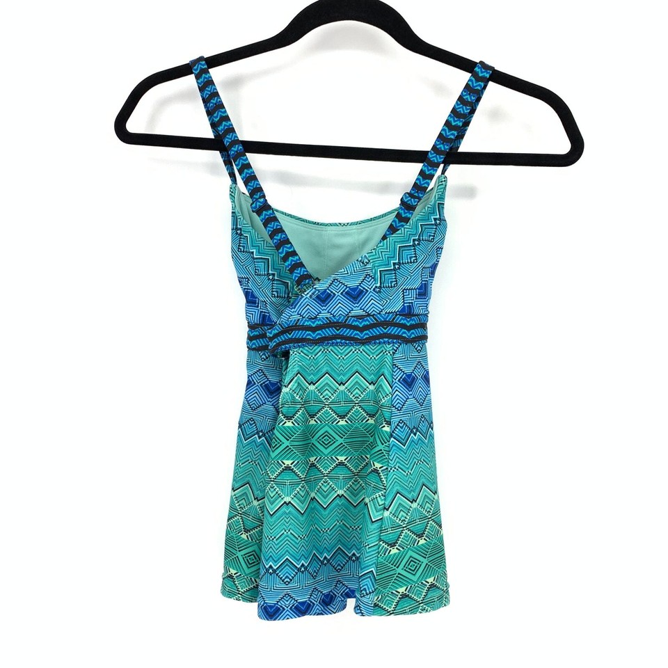 Prana Womens Size XS Ombre Patterned Tankini Swim Top Blue Green eBay
