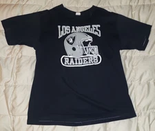 Vintage 80s Logo 7 Los Angeles Raiders Black T-Shirt Size XL Single Stitch