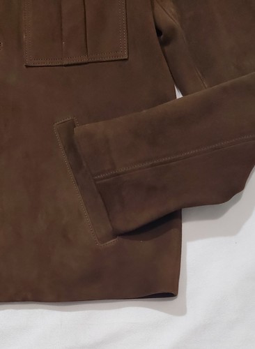Saint Laurent UP53-2014 Chocolate Brown Suede Trucker Button-Up Jacket Men Sz 44 - Picture 6 of 20