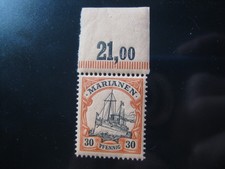 COLONIA ALEMANA MARIANA Mi. #12 ¡Sello de yate Kaiser MNH como nuevo (orillo superior)!