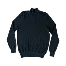 The Men's Store Bloomingdale's 100 Cashmere 1/4 Zip Pullover Sweater Black Sz M