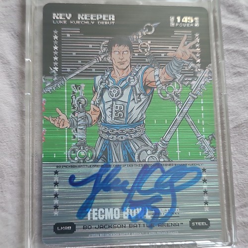 Tecmo Bo Jackson Battle Arena Steel Metallic SSP Key Keeper Luke Kuechly Auto