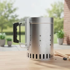 Effortless Charcoal Grill Starter with Ergonomic Handle - Portable 12-Inch Tool