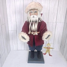 1987 Shadowdancer Standing Santa Artist Edna Young Metal Folk Art Vintage 16"