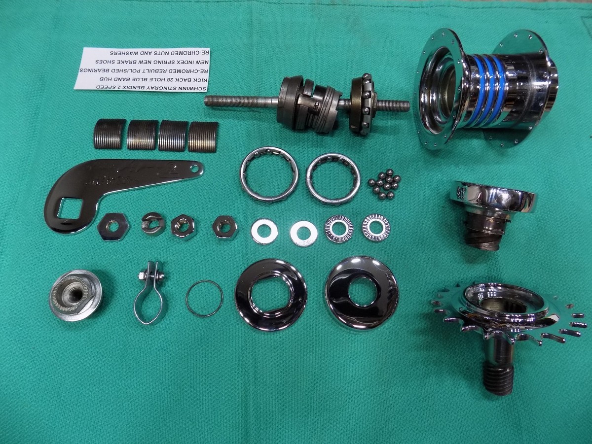 SCHWINN STINGRAY BENDIX 2 SPEED KICK BACK HUB 28 HOLE REBUILT RE