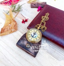 Vintage Nautical Brass Pocket Watch American Elgin Look Collectible Antique 2"