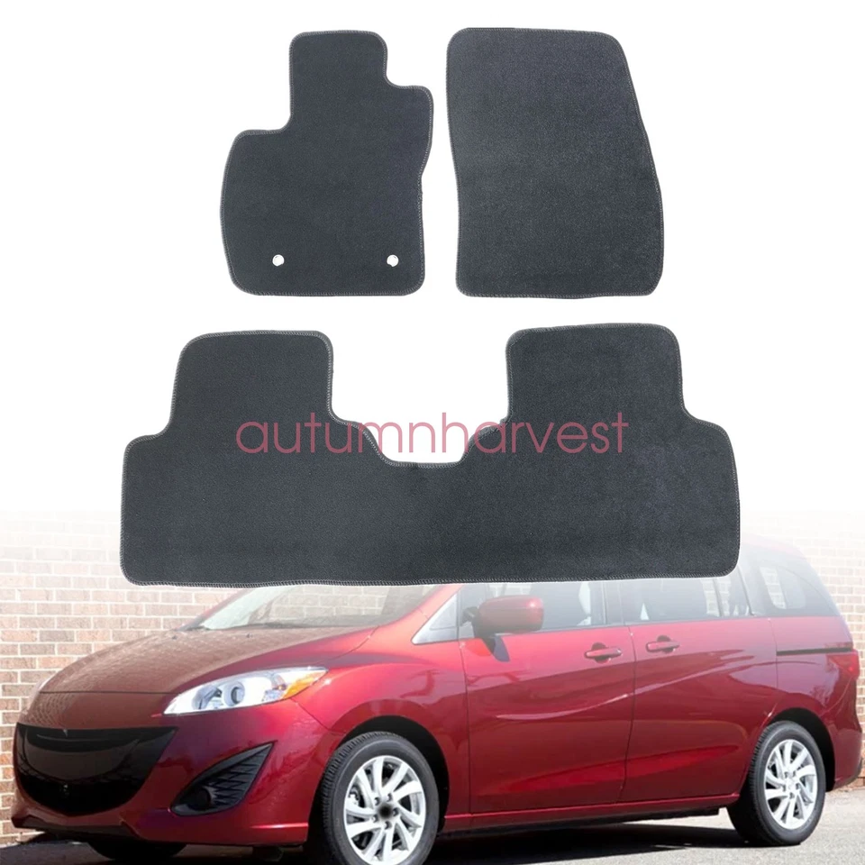 Alfombrillas de terciopelo delanteras y traseras negras 3 piezas nuevas para Mazda 5 2011-2015 Foto 2 de 4
