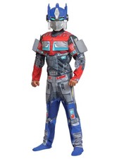 Boys Transformers Optimus Prime Muscle Jumpsuit Mask Halloween Costume M 8