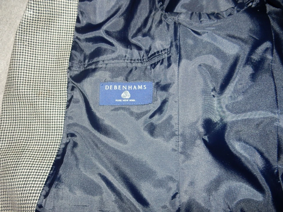 Vintage Debenhams Pure New Wool Houndstooth Lined Sports Blazer Jacket 40" Short - Image 3 of 4