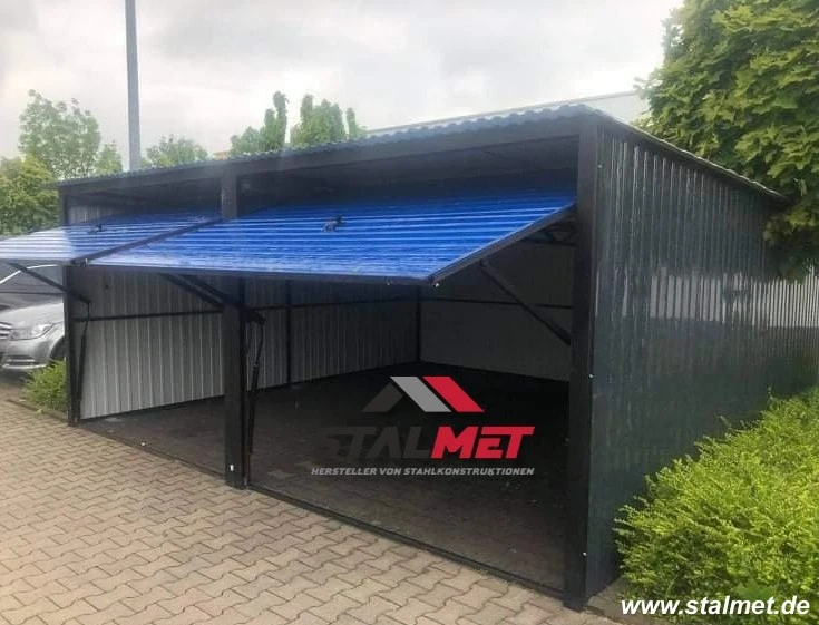 Blechgarage 6x5x2,14m mit Pultdach Fertiggarage aus Blech nach Mass mit Montage - Bild 4 von 4
