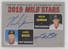 2019 Topps Heritage Minor League Edition 11/20 Luken Baker Nolan Gorman Auto r9d