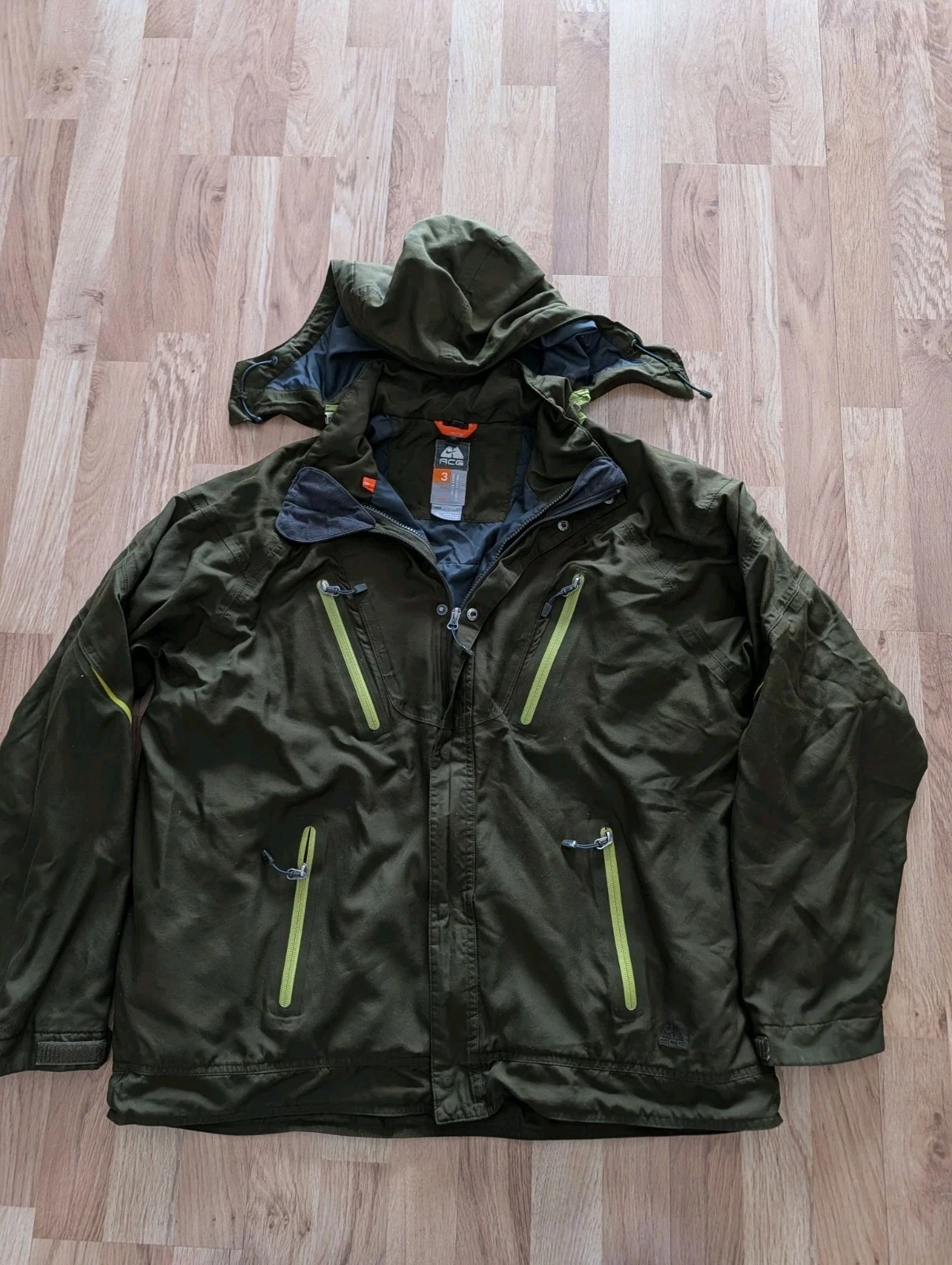 Vintage Nike ACG Jacket Mens Size XL Green FIT Storm Outer Layer 3 Tech Hooded