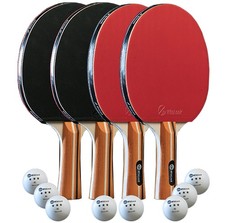 JP WinLook Ping Pong Paddles Set of 4 - Portable Table Tennis Paddle Set with Pi