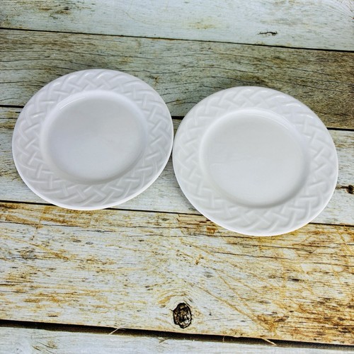 Oneida PICNIC Set 6 Piatti Laterali Pane 6" Bianco Cesto Goffrato Tessuto Gres - Foto 6 di 14