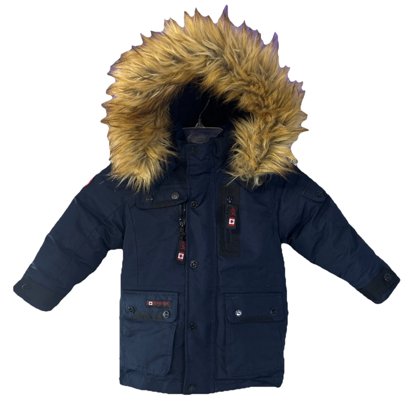Canada Weather Gear Navy Kids 4T Winter Ski Snow Jacket Parka Faux Fur Hooded