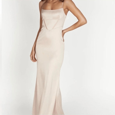 NWTs MESHKI Desirie Corset Maxi Dress in Champagne in Large