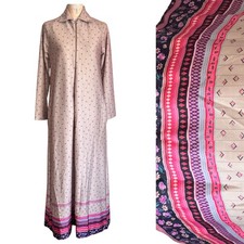 Vtg Rhapsody Glazier Chicago House Dress Women s Loungewear Robe Zip Soft Color