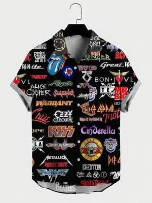 #ad 80s Rock Band Hawaiian Shirt retro throwback music shirt vintage $26.99