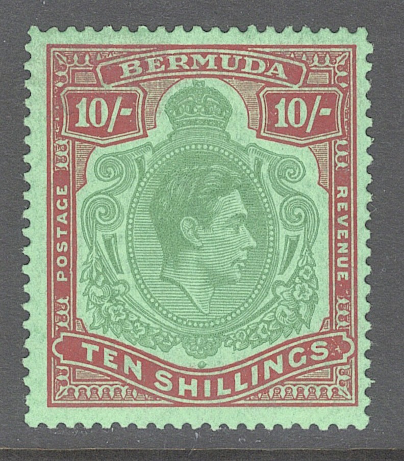 Bermuda Mint NH Sc# 126 SG# 119, 10sh perf 13 King George VI, 1958