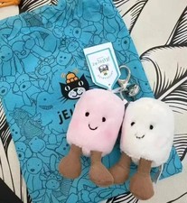 Jellycat Amuseables Pair of Marshmallows Plush Keychain Bag Charm Kids Gift NWT