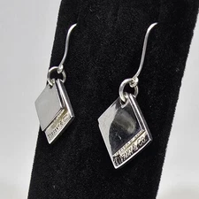 Tiffany & Co RARE RETIRED New York Notes 925 Square Cushion Dangle Drop Earrings