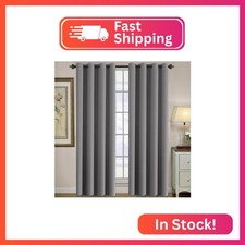 H.VERSAILTEX Premium Blackout Bedroom Curtains 84 Inches Long Gray Curtain Windo