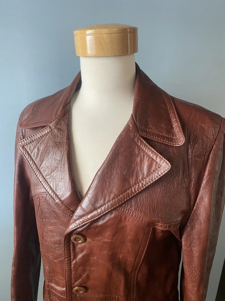 Chaqueta de Cuero Western Fight Club Rockabilly Disco De Colección Años 70 Talla 40 Foto 3 de 4