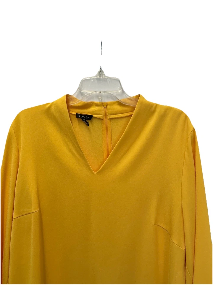 Blusa túnica Escada talla 44 (L/XL) amarilla cuello en V lados divididos con lazos  Foto 2 de 4