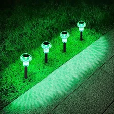 Solar Pathway Lights Outdoor 4 Pack, Green LED Driveway Light Solar Powered, ...