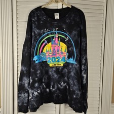 Disney Parks Womens Black Tie Dye Neon Castle Sweatshirt 3X