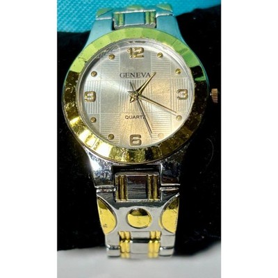 Stunning Two-Tone Geneva Quartz Watch   Fresh Battery!