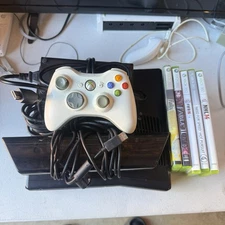 Microsoft Xbox 360 S Black Console Bundle with Kinect & 6 Games Tested Working