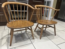 2x Ercol Windsor Cowhorn Cow Horn Low Fireside  Chairs (Blonde) Blue Label…
