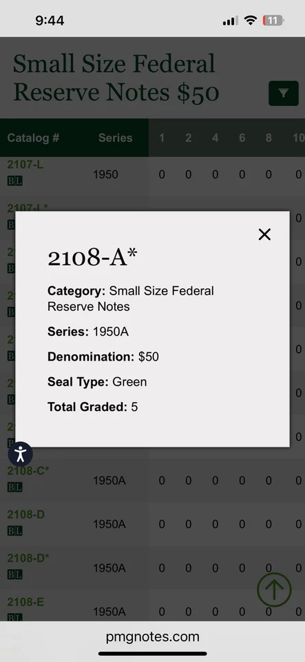 $50 1950A BOSTON STAR FRN PMG 25 VF FR 2108-A* A BLOCK - Image 2 of 3