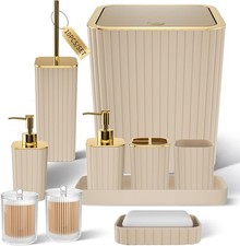Bathroom Accessories Set - Gorgeous 10PC Beige Bathroom Set Bathroom Accessory