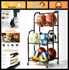 Space-Saving Rolling Ball Rack with Wheels - Vertical Storage for Basketball, Fo