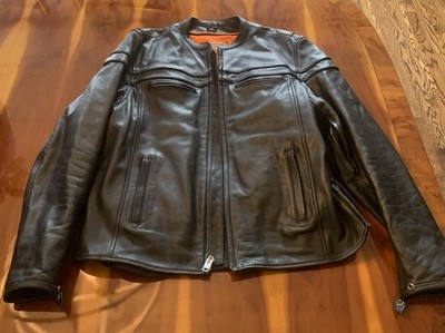 Men s First Classics Black Leather Motorcycle Jacket XL M262 W/ Liner Excellent