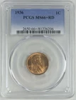 1936 Lincoln Cent PCGS MS66+RD
