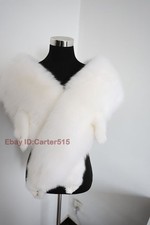 100 Real Fox Fur Cape /neck Wrap/scarf White Jacket Collar 180 23cm Stole