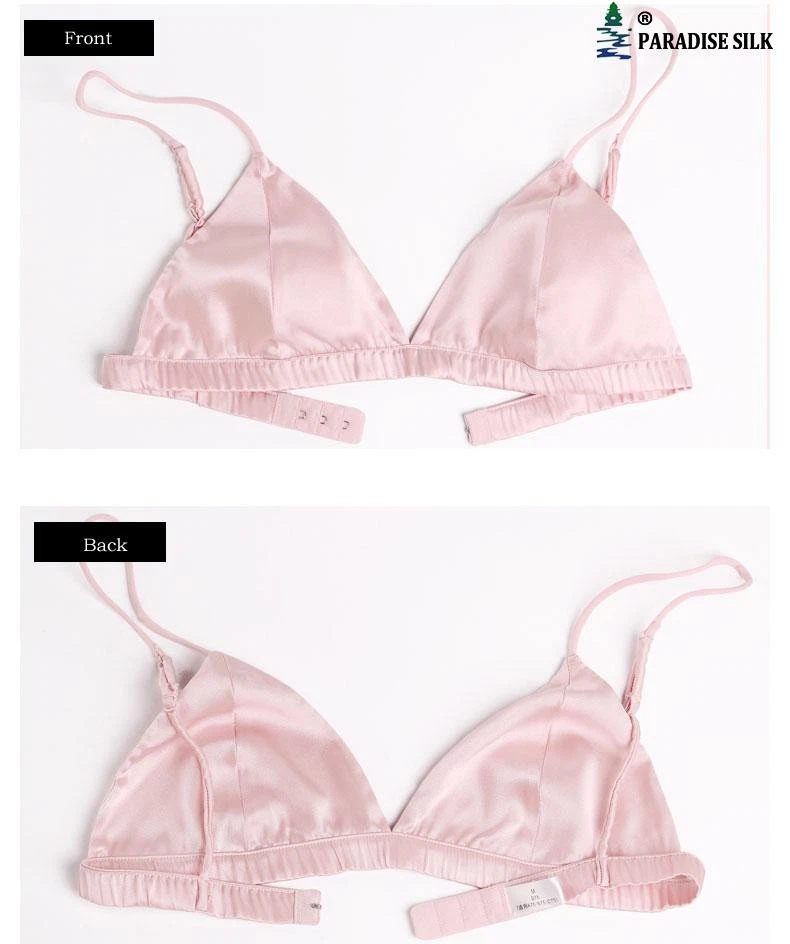 Sujetador triángulo natural liso sin alambres de seda sexy y cómodo Foto 2 de 4