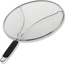 13 Inch Grip Splatter Screen For Frying Pan Skillet Stainless Steel Grease Cover