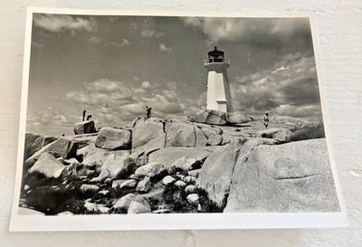 Peggy's Cove Lighthouse Vintage Photo Photograph Black & White Nova Scotia 4''x6''