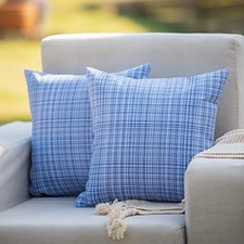 Farmhouse Outdoor Waterproof Throw Pillow 18" x 18" Pack of 2 Blue-farmhouse