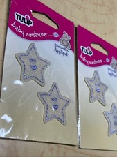 3 Packages Of Tulip Baby Couture Mini 2 Stars Iron-On Applique Patches Purple