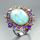 Jewelry ring 20 ct Natural Turquoise Ring 925 Sterling Silver Size 8 /R467014