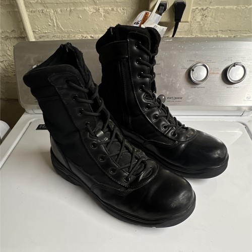 NORTIV8 Trooper-Steel Tactical Boots Side Zipper Black US Size 12