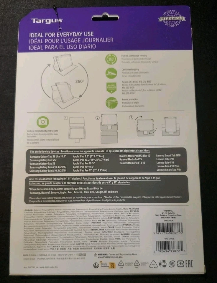 Targus SafeFit Folio Stand Case for Tablets Samsung/Amazon/Apple/Google - Image 2 of 2