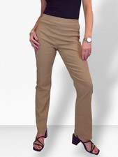 Ladies Elasticated Waist Pull On Trousers Straight Leg High Rise Work Pants 8-22