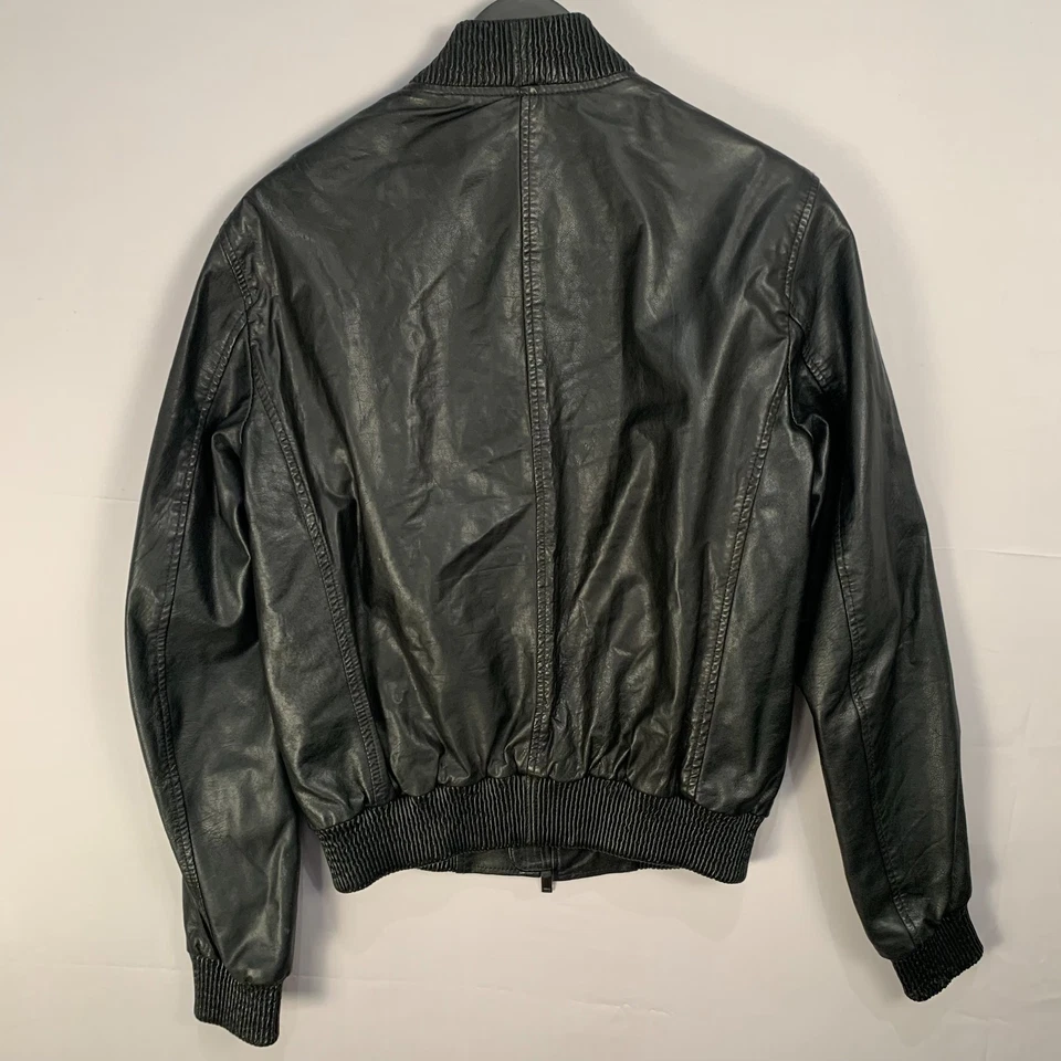 DANIER Leather Jacket Mens Bomber Style Matte Black Zips Size XS Shows New Black - Image 3 of 4